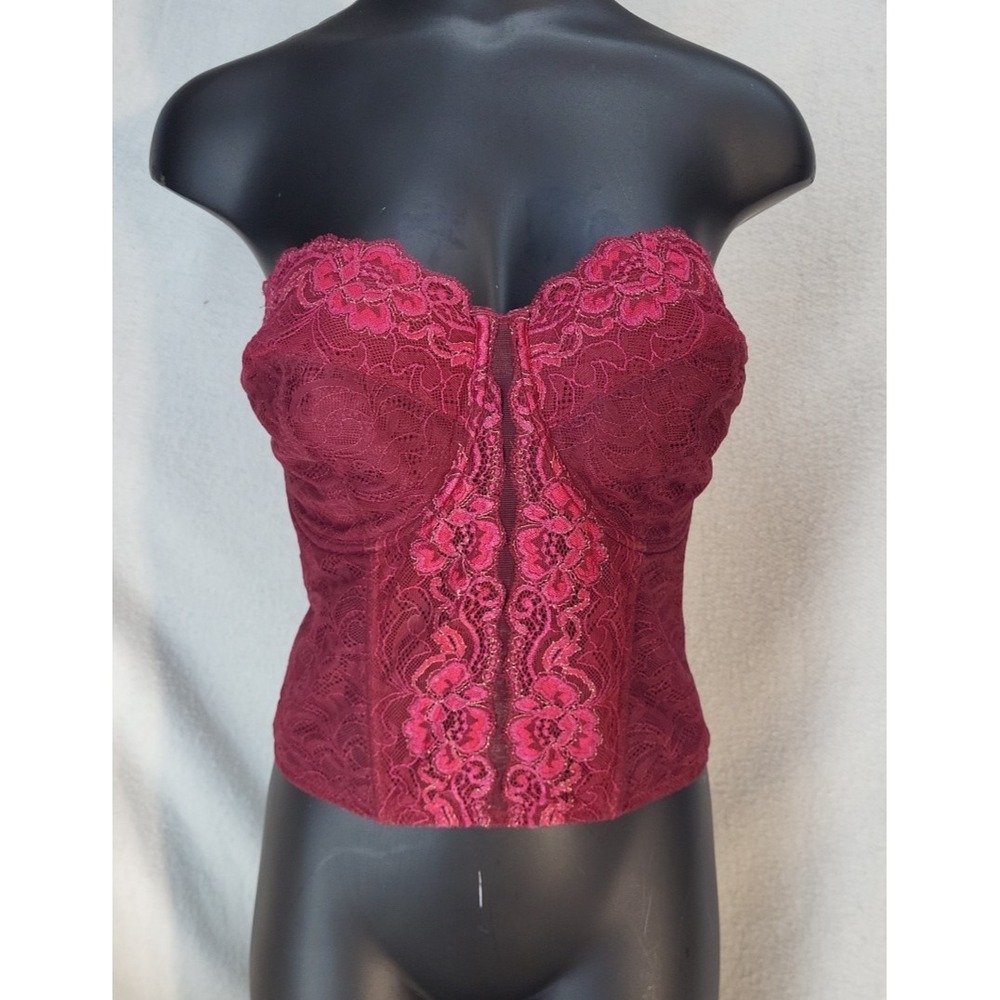 Elegant Lace Strapless Bustier - Burgundy